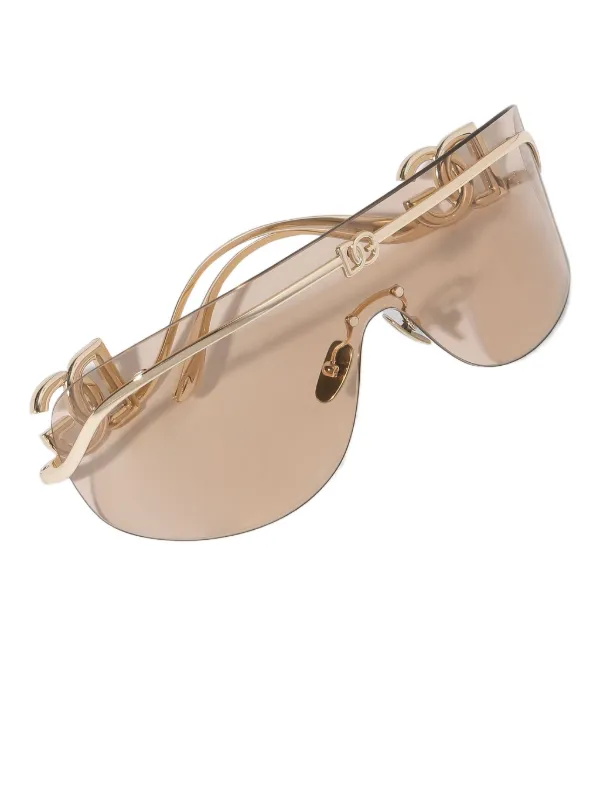 Dolce Gabbana Eyewear logo-plaque pilot-frame Sunglasses Gold