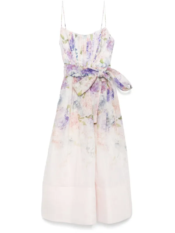 open lace back dress Zimmermann Halcyon Tie Front Mini Dress in Pink/Purple Paisley