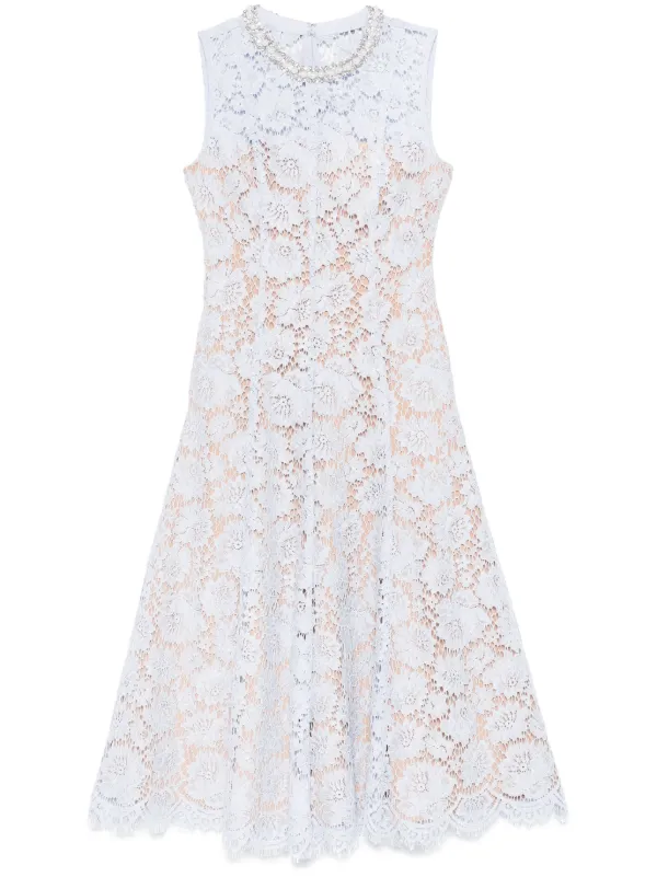 blue fine lace midi dress Francine Lace Midi Dress - Blue Ditsy Floral