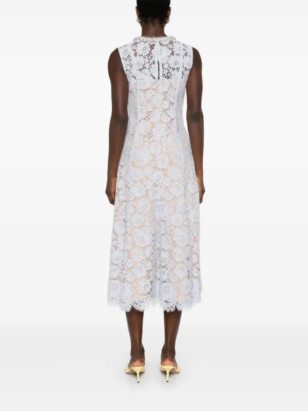 chinese dress ladies Self-Portrait - White Flower Lace Midi Dress