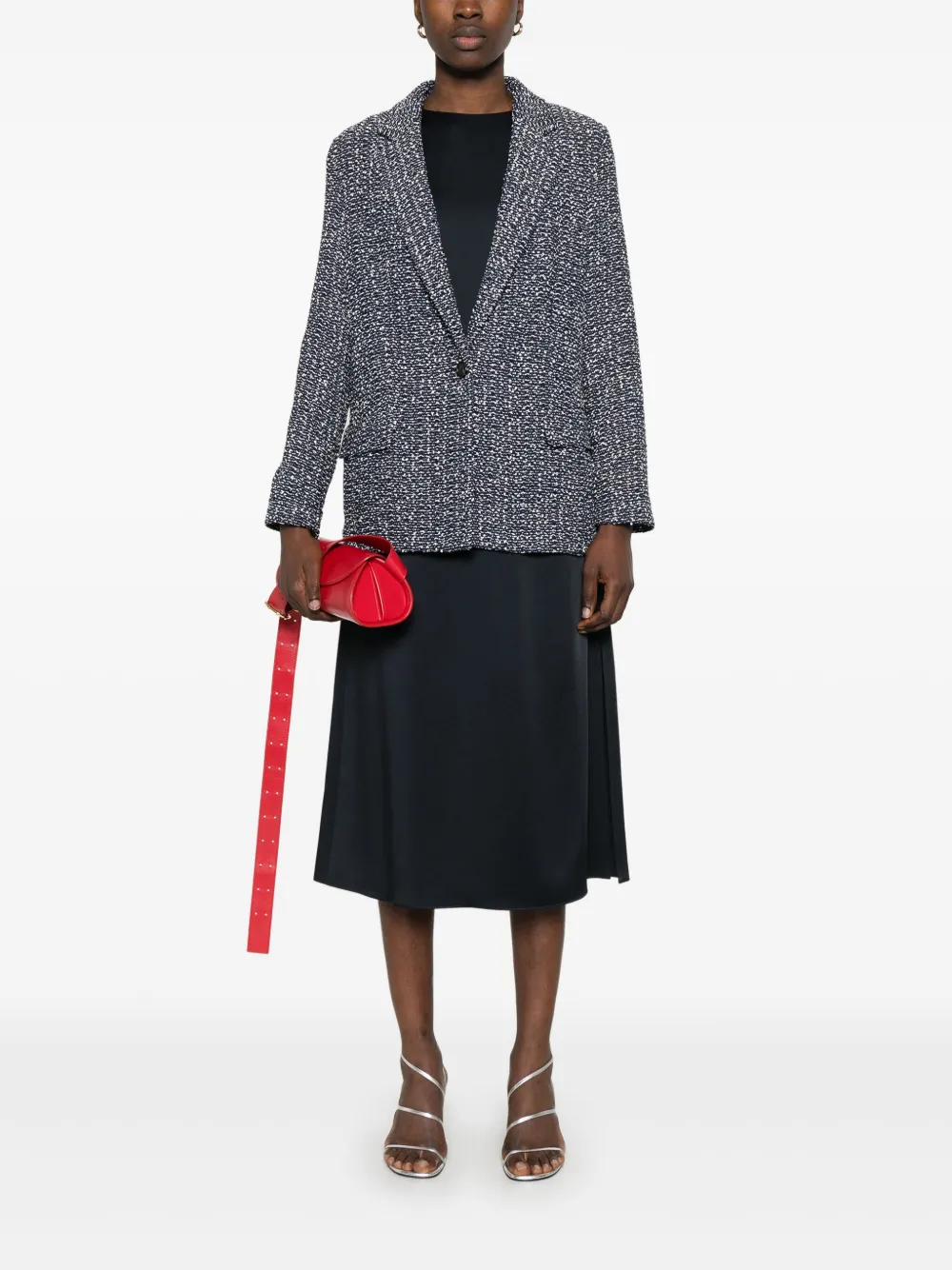 BOSS Bouclé blazer Blauw