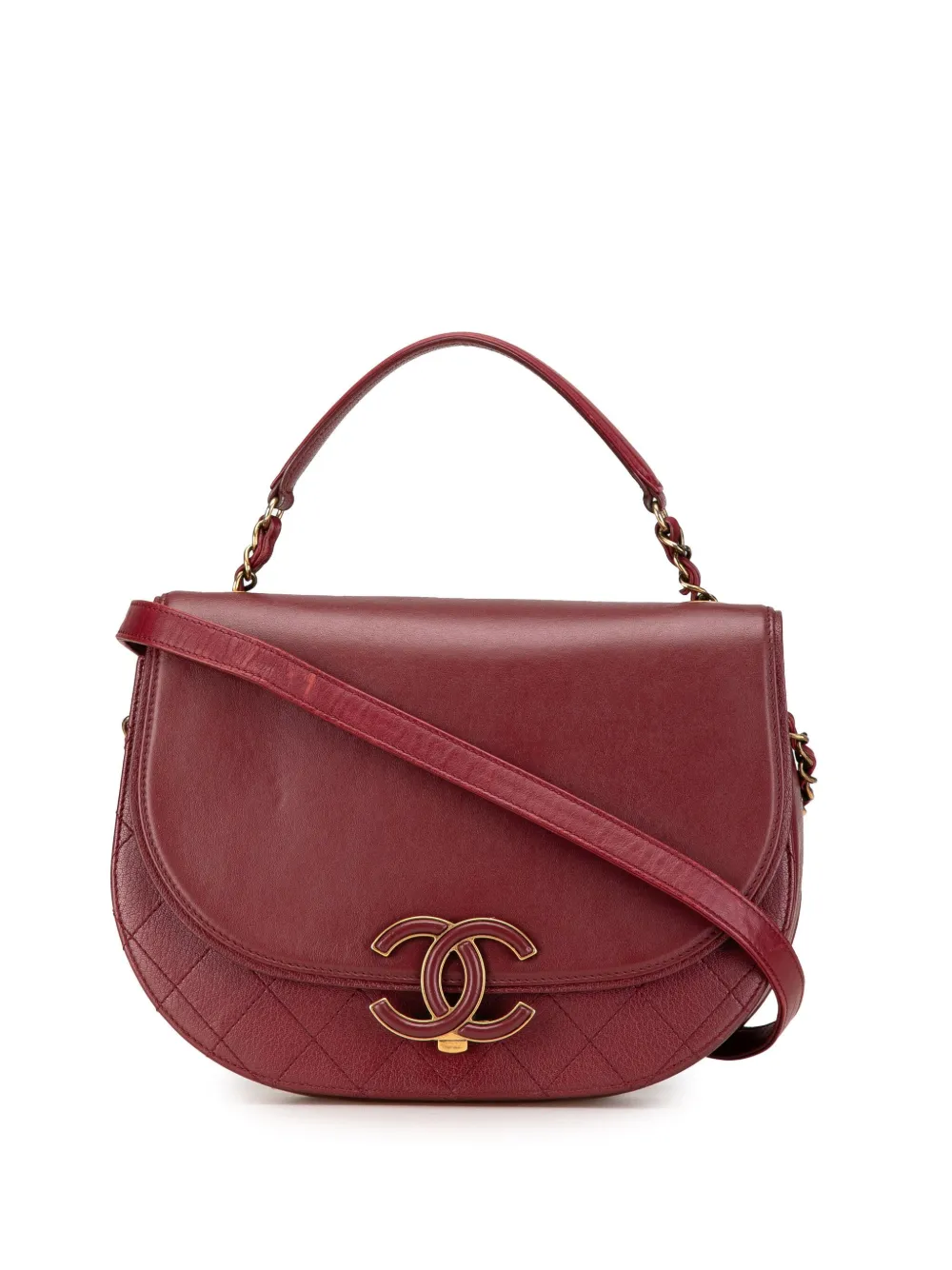 CHANEL Pre-Owned 2017-2018 Medium Calfskin Coco Curve Flap satchel | Red | Image 1