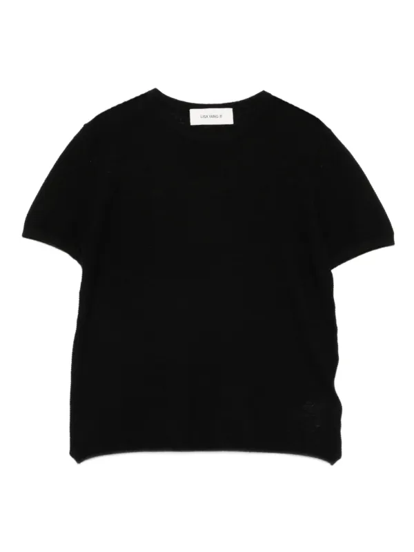 Lisa Yang Short-sleeve Cashmere Top in Black