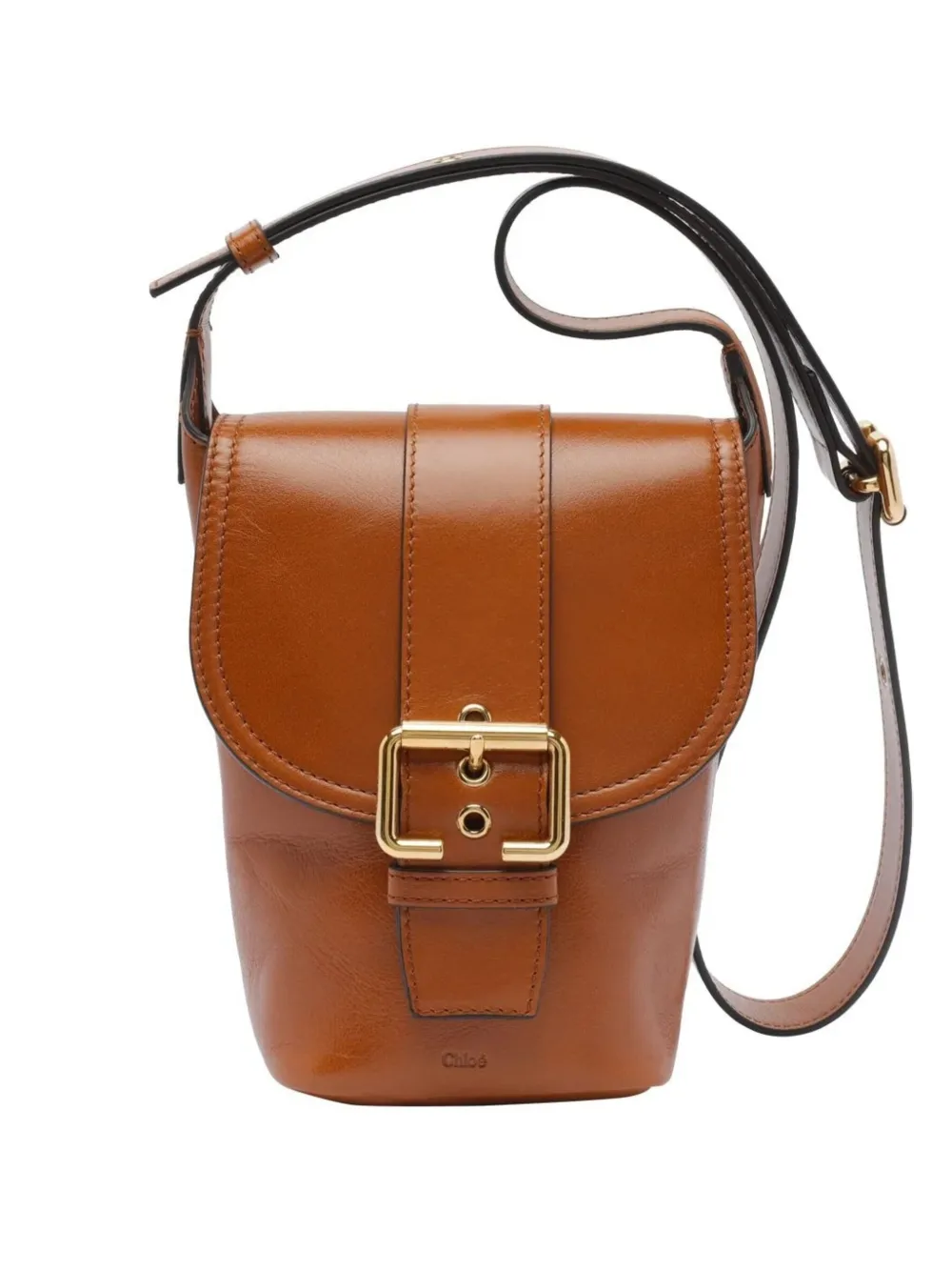 Chloé Mini Leather Saddle Bag In Brown