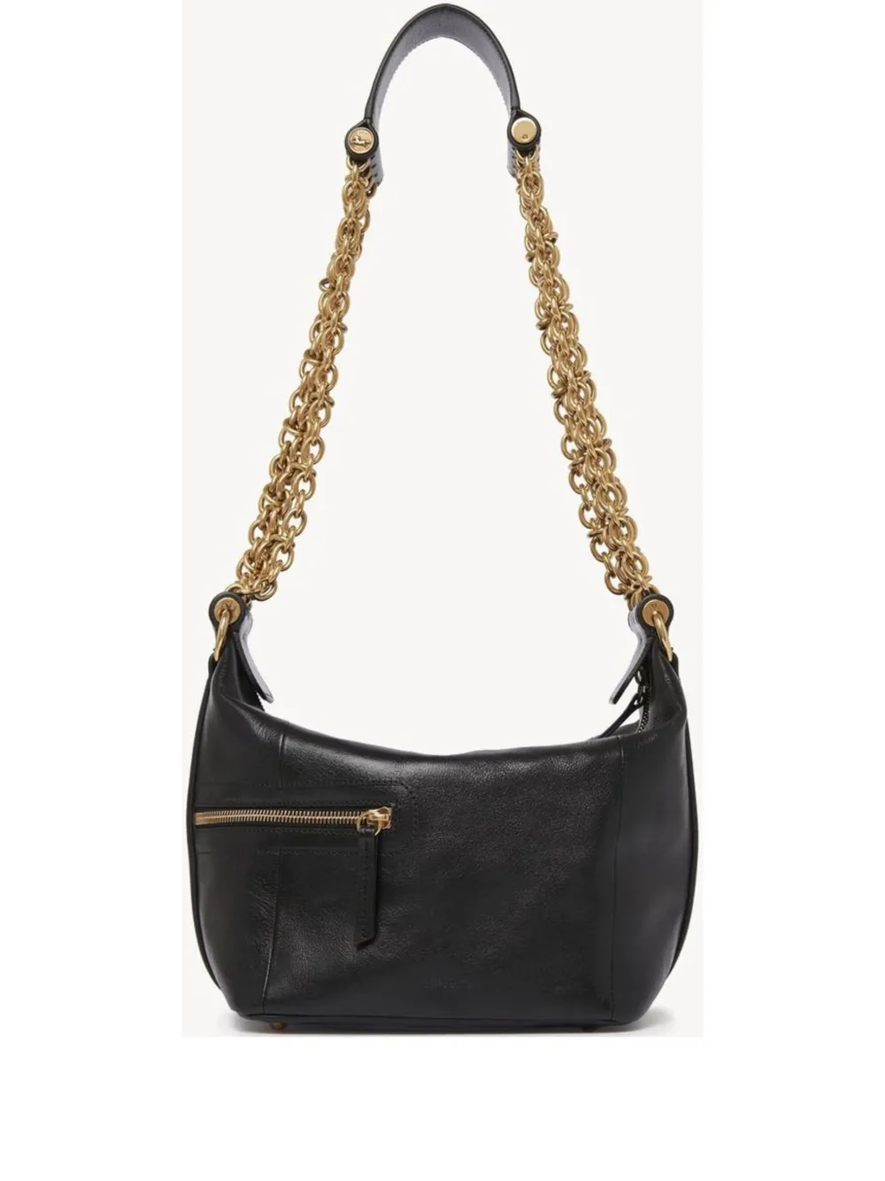 Chloé Sac Porté Épaule Camera Chain En Cuir Brillant Femme Noir Taille Onesize 100% Bubalus Bubalis, Farme In Black