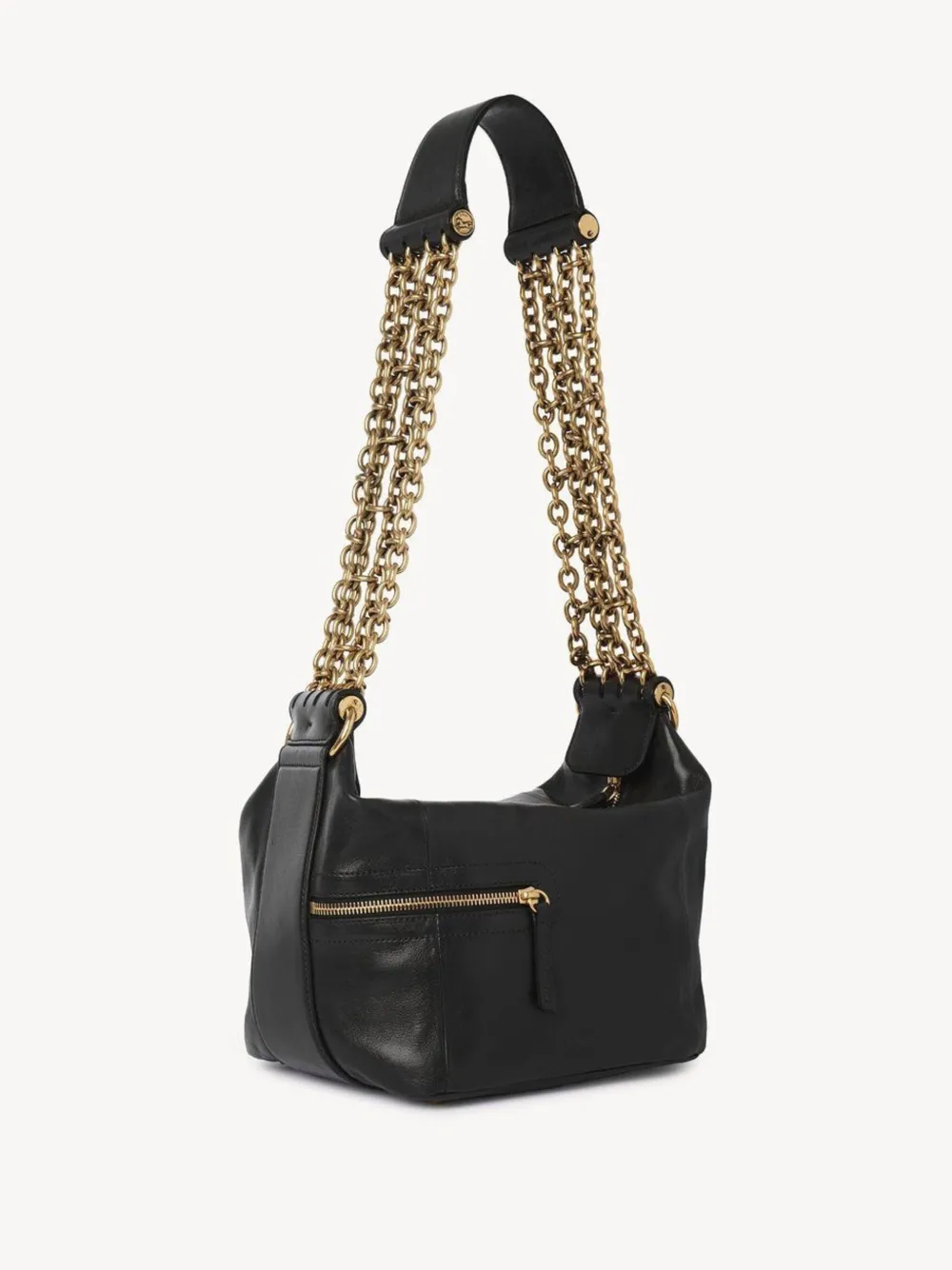 Chloé Sac Porté Épaule Camera Chain En Cuir Brillant Femme Noir Taille Onesize 100% Bubalus Bubalis, Farme In Black