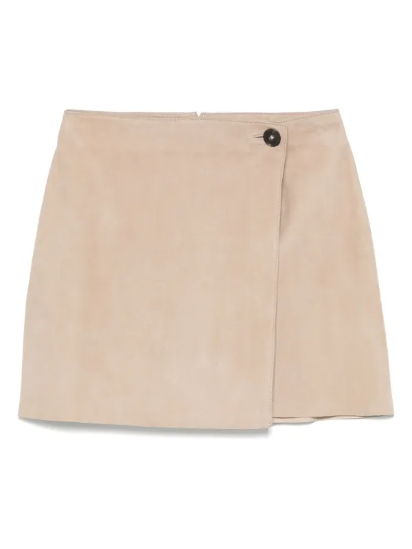 Yves Salomon Suede Mini Skirt in Brown