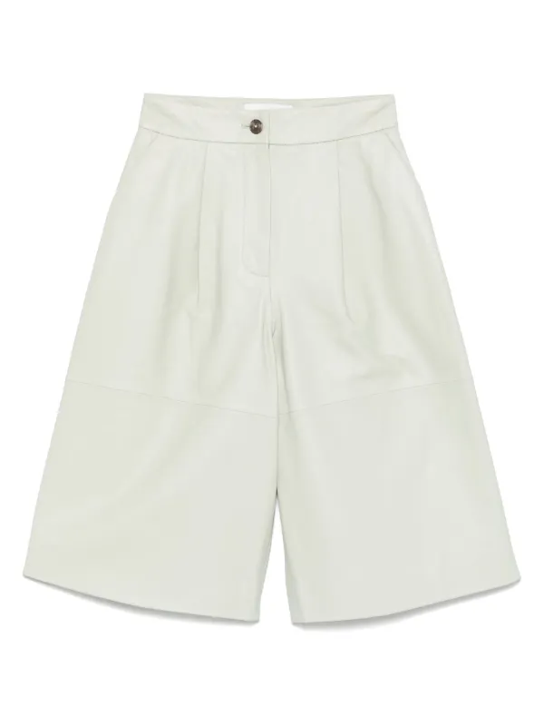 Yves Salomon Leather Shorts in Green