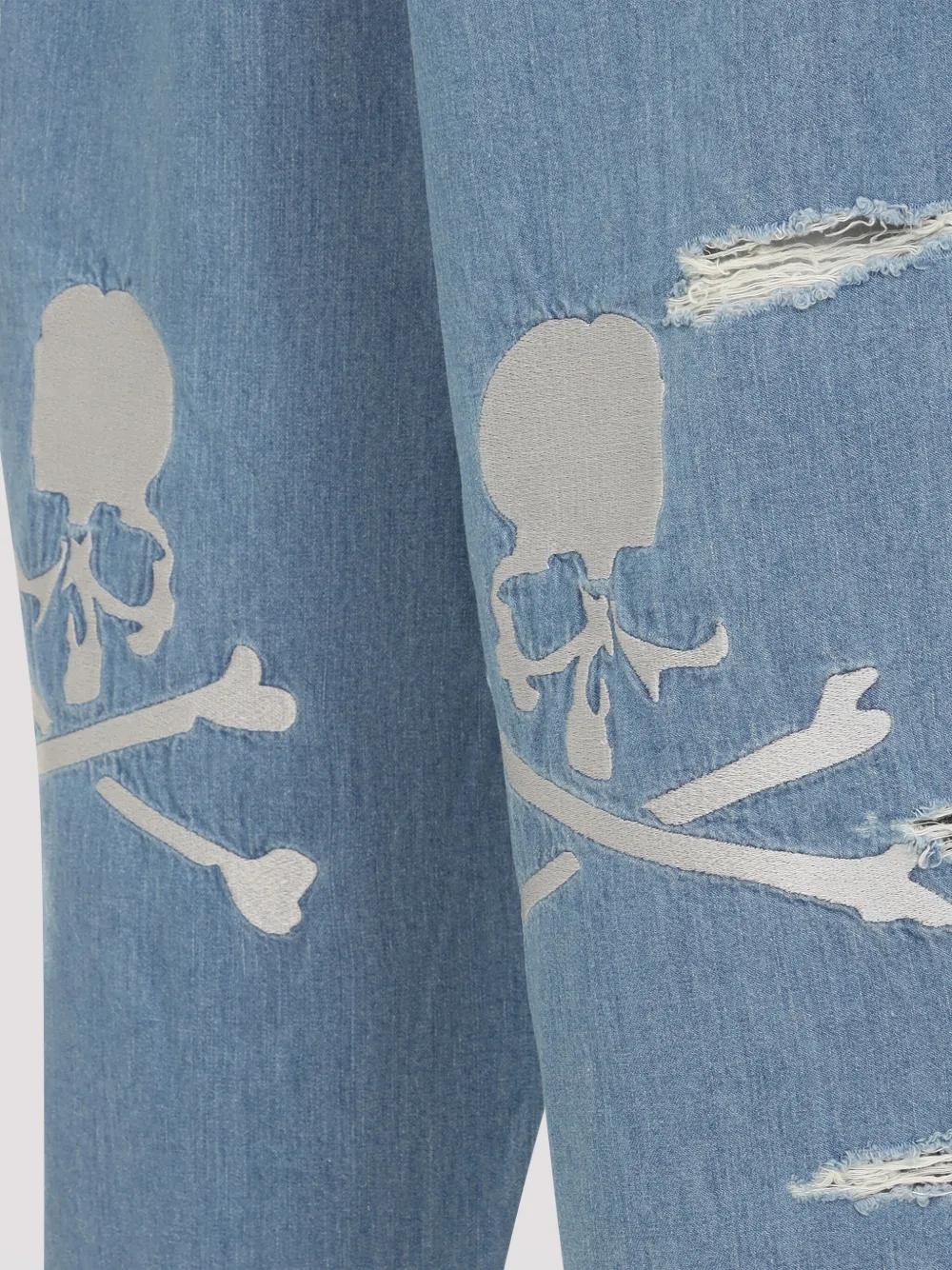 Mastermind Japan Jeans met geborduurde doodskop Blauw