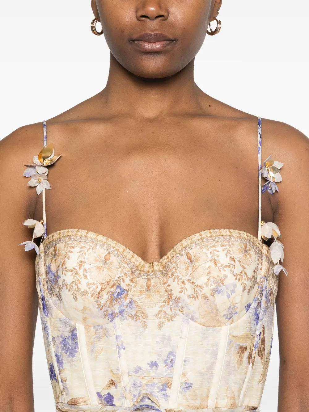 Shop Zimmermann Dawning Midi Dress In Neutrals