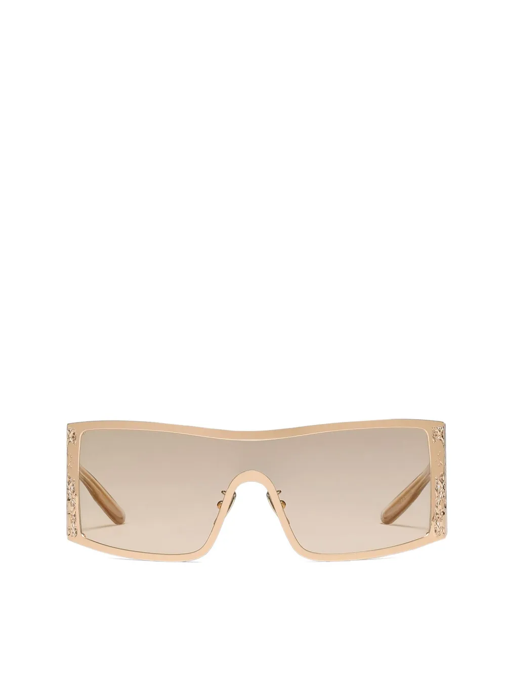 Dolce & Gabbana Floral-embellished Oversized Sunglasses In Gold