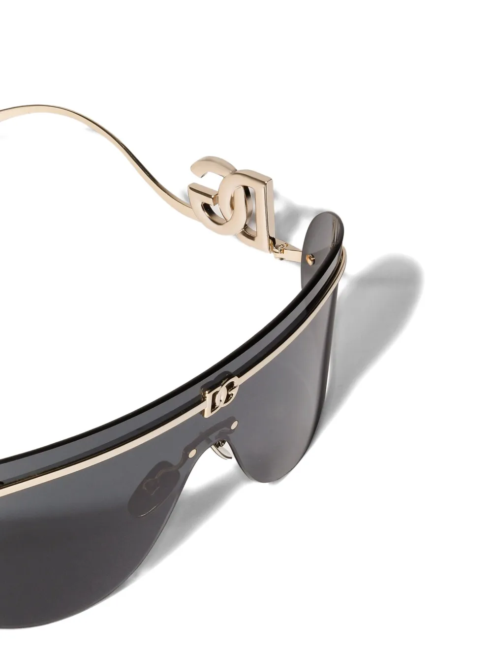 Dolce & Gabbana Logo-plaque Shield-frame Sunglasses In Gold