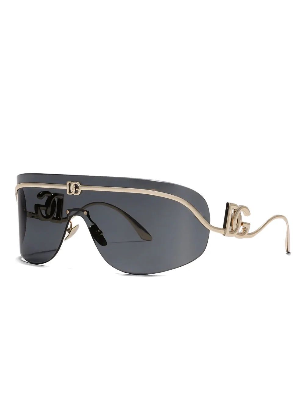 Dolce & Gabbana Eyewear logo-plaque shield-frame sunglasses - Goud