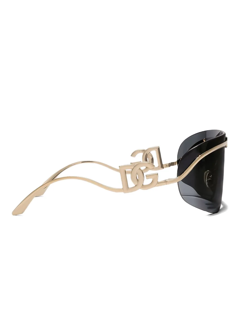 Dolce & Gabbana Logo-plaque Shield-frame Sunglasses In Gold