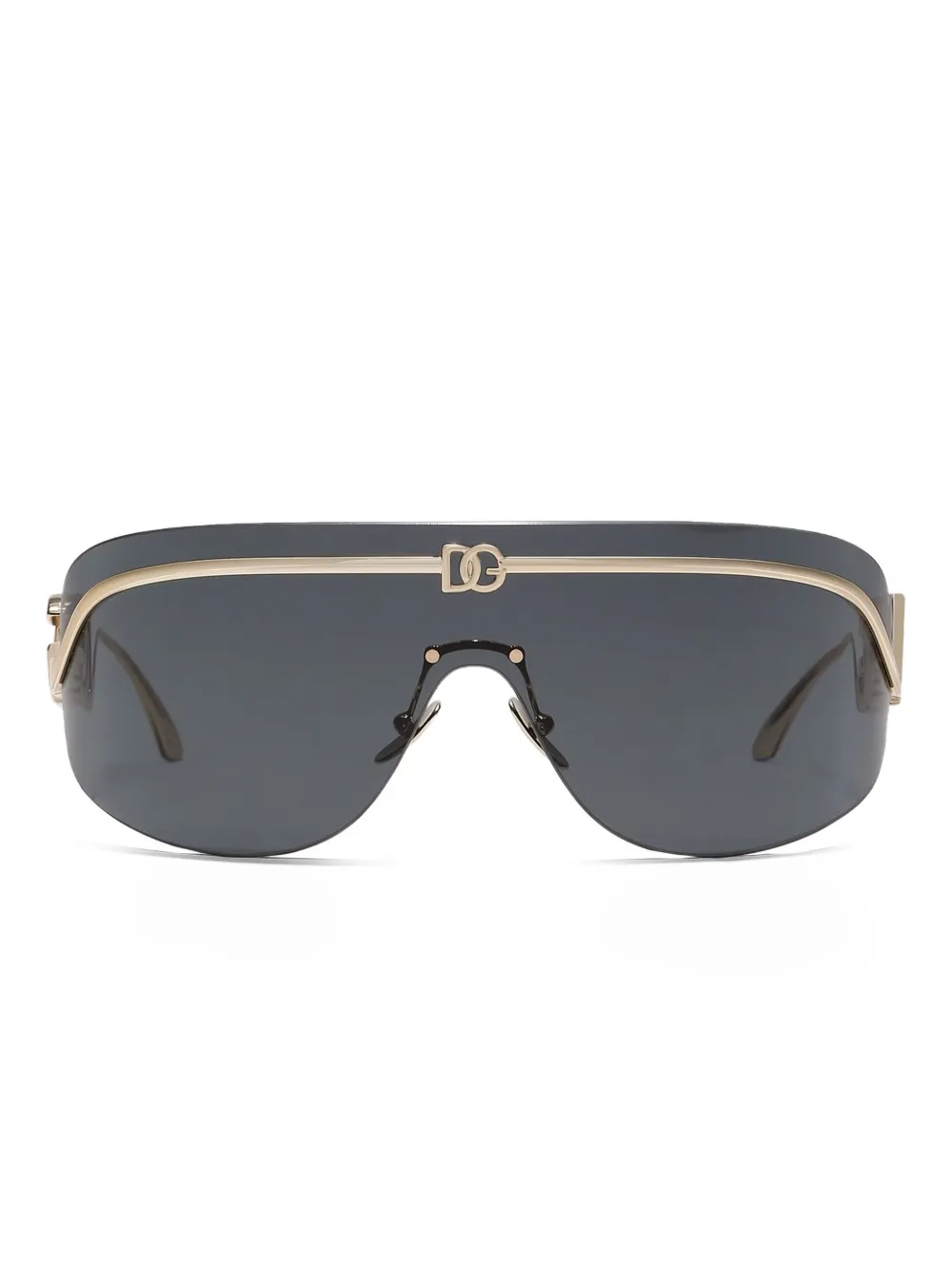 Dolce & Gabbana Eyewear logo-plaque shield-frame sunglasses | Gold | Image 1