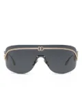 Dolce & Gabbana Eyewear logo-plaque shield-frame sunglasses - Gold