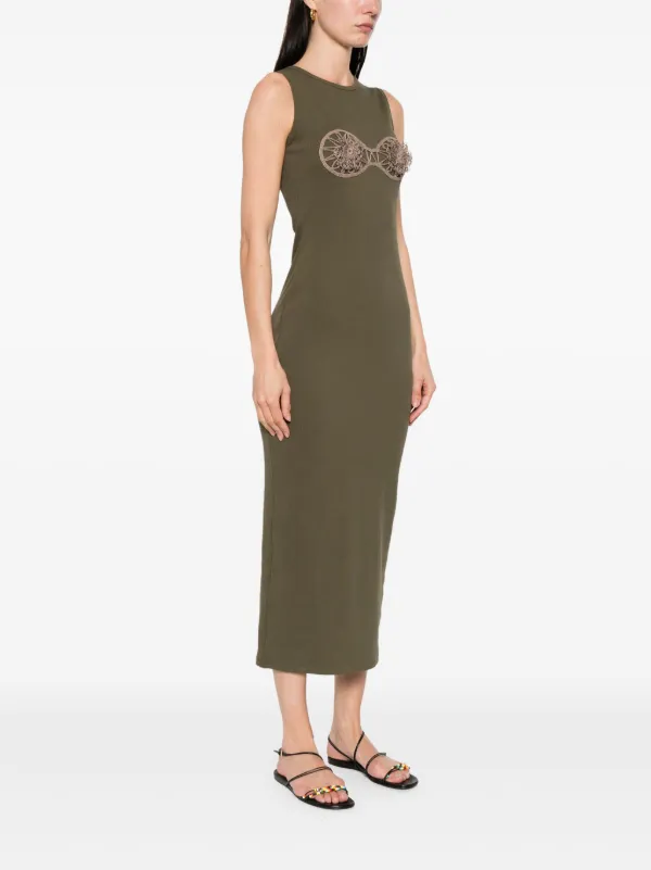 magda butrym green dress Magda Butrym Ribbed Midi Dress