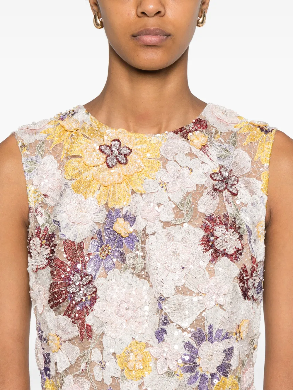 Shop Costarellos Floral-embroidered Gown In Pink