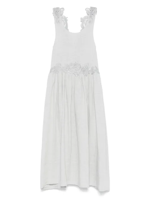 Robe mi-longue à ornements en dentelle - MAURIZIO MYKONOS - Modalova