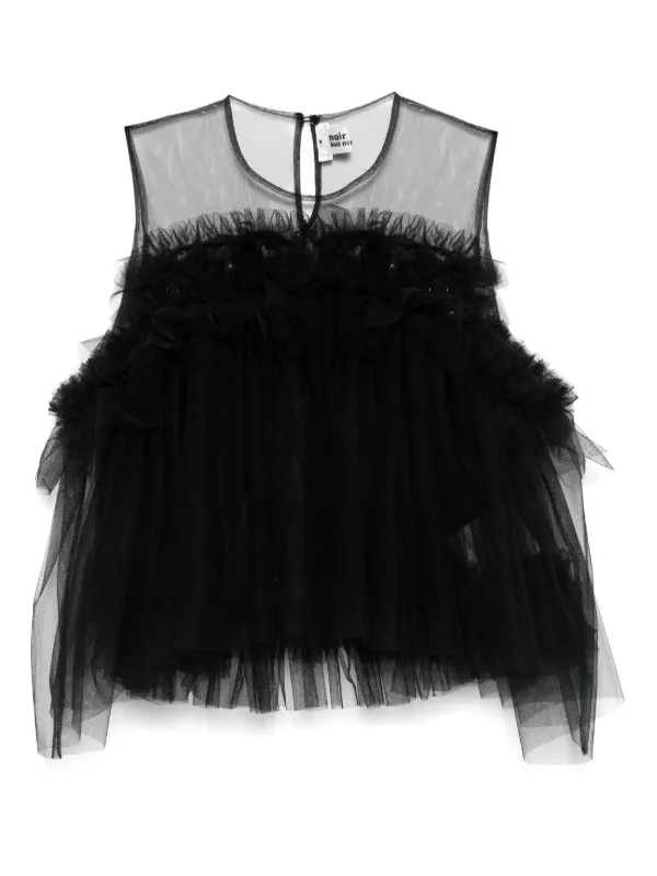 noir keininomiya   ノワールケイニノミヤ　チュールブラウス Noir Kei Ninomiya チュール ブラウス | ブラック | FARFETCH JP