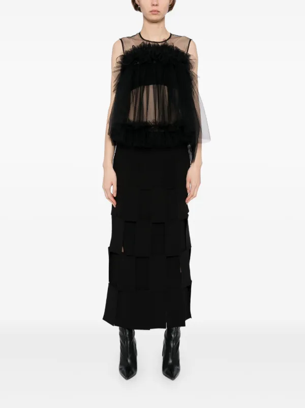 Noir Kei Ninomiya Tulle Ruffle Blouse | Black | FARFETCH