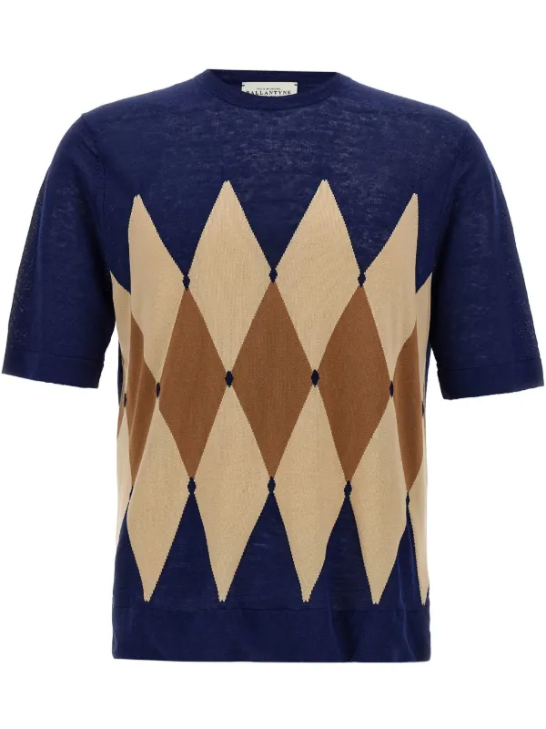 Tシャツ・カットソー BALLANTYNE 'Argyle' T-shirt Blue 29358469_58318676_600.jpg