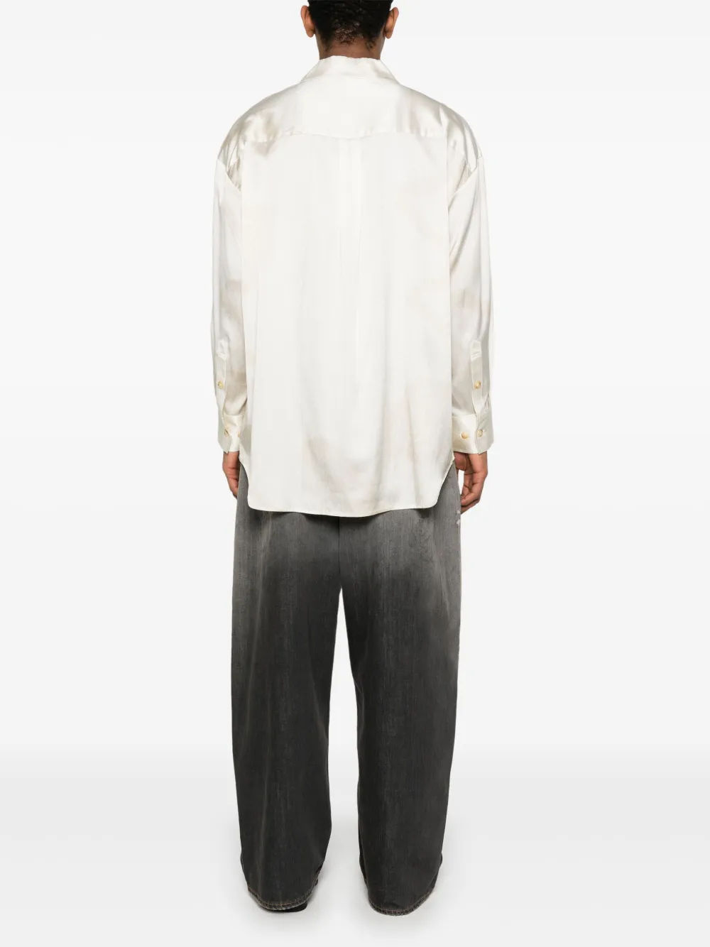 Feng Chen Wang Satijnen overhemd Beige