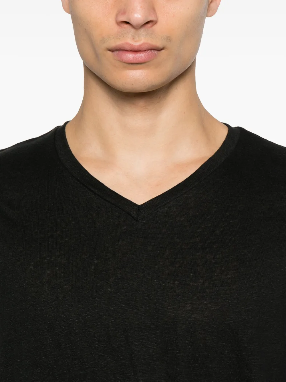 Majestic Filatures T-shirt met V-hals Zwart