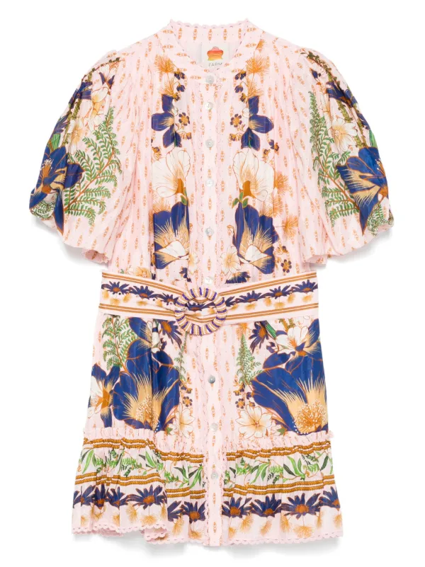 knee length dresses for ladies Off-White Bloom Garden EuroflaxPremium Linen Mini Dress  FARM Rio