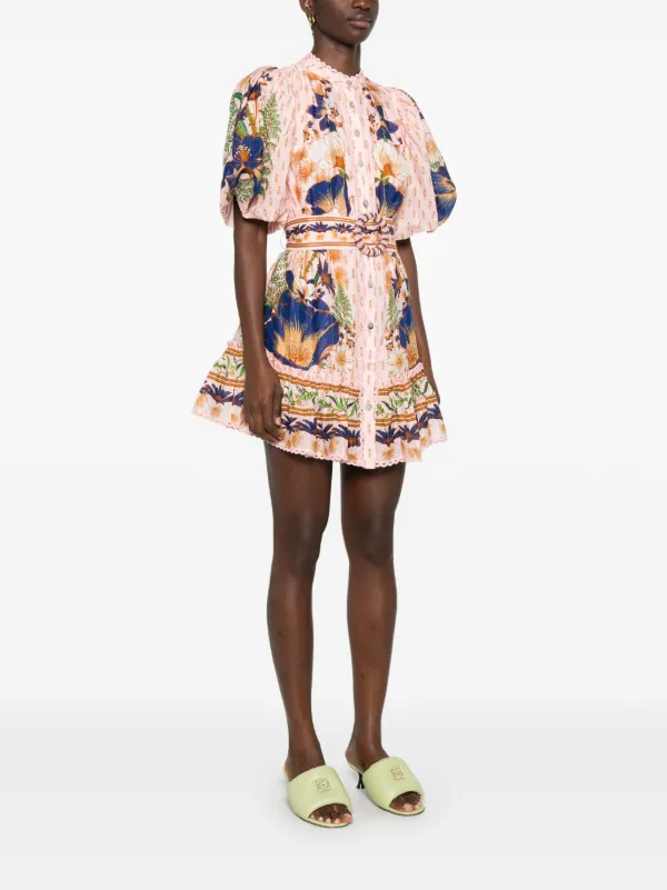 knee length dresses for ladies Off-White Bloom Garden EuroflaxPremium Linen Mini Dress  FARM Rio