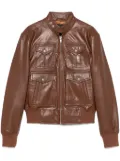 R13 zip-up leather jacket - Brown