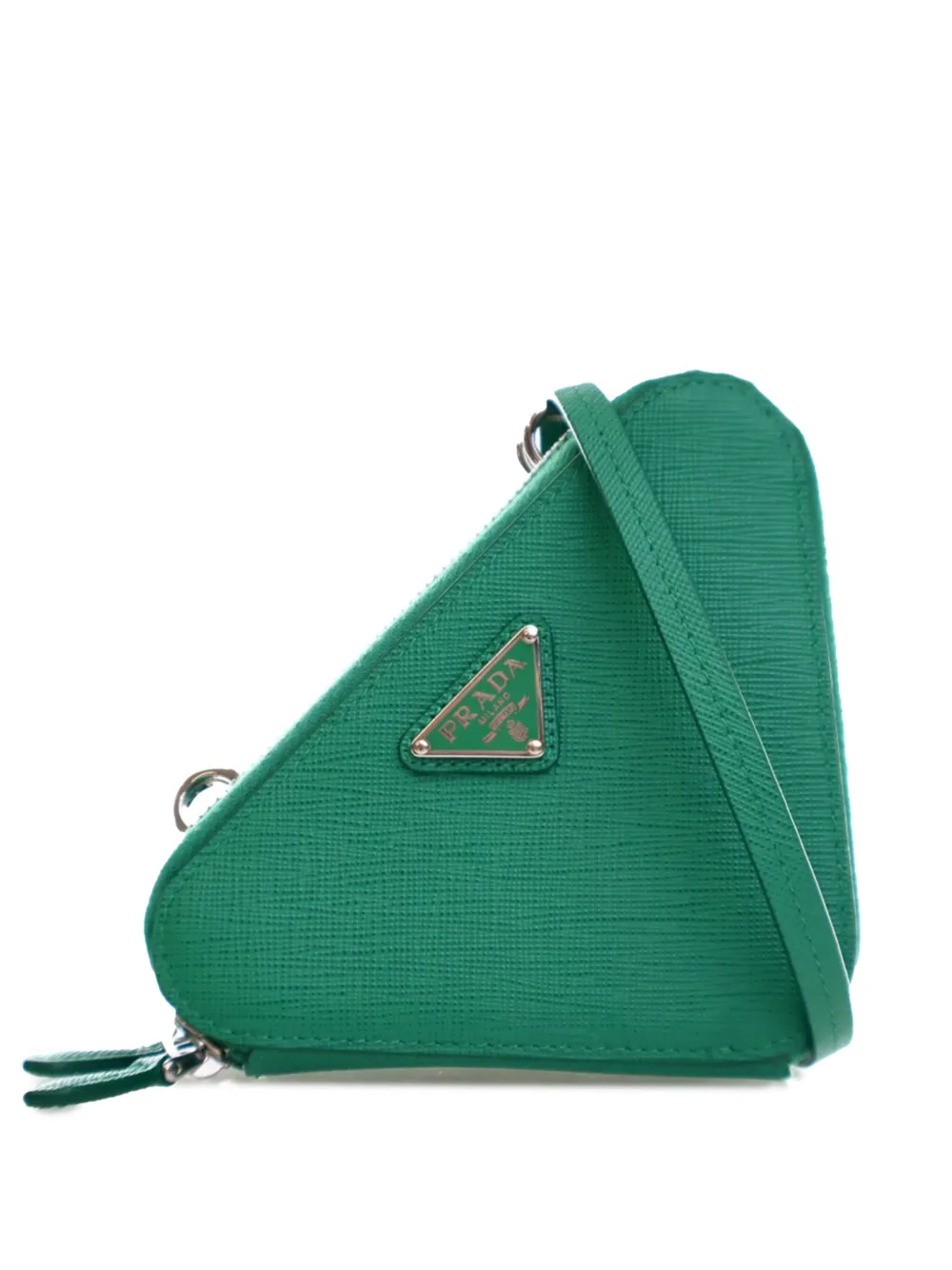 Prada Pre-Owned 2013-2024 ミニ サフィアーノルクス ダブル トライアングル サッチェルバッグ - グリーン Prada Pre-Owned 2013-2024 ミニ サフィアーノルクス ダブル トライアングル サッチェルバッグ - グリーン