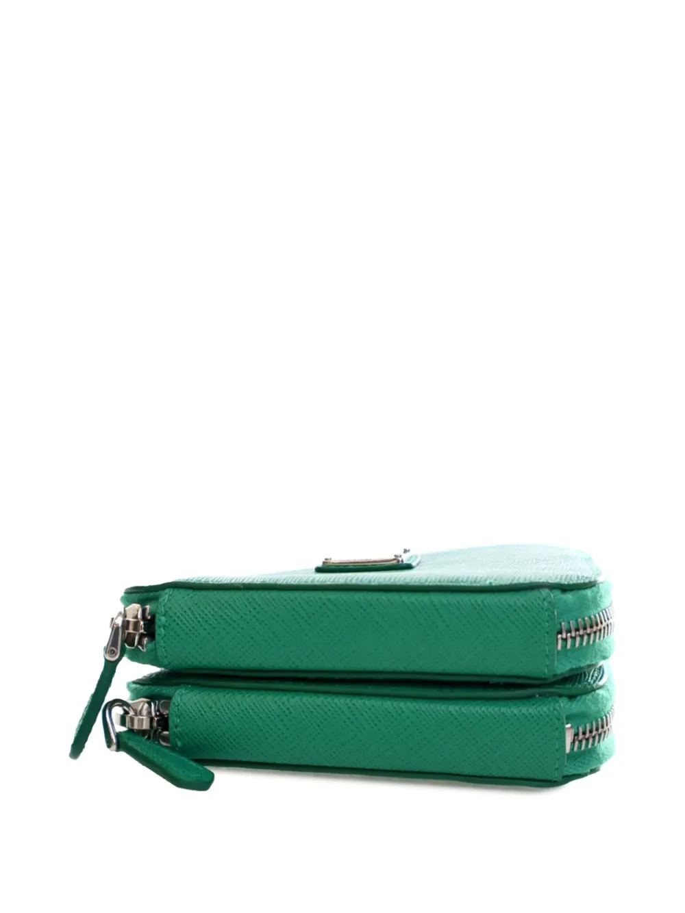 Pre-owned Prada 2013-2024 Mini Saffiano Lux Double Triangle Satchel In Green