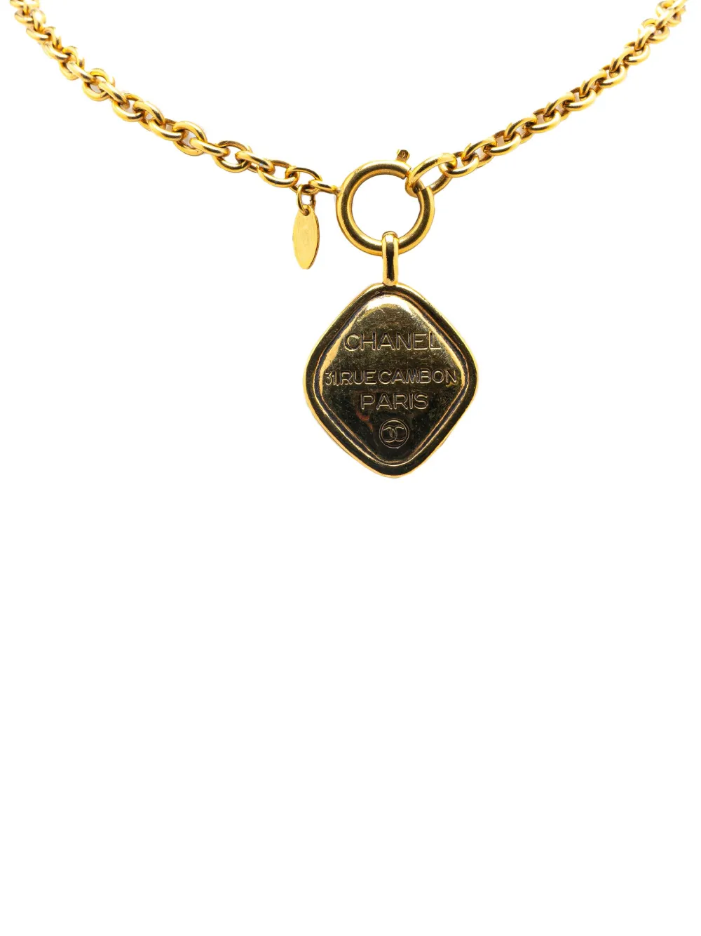 CHANEL Pre-Owned 1970-1980 Gold Plated 31 Rue Cambon Pendant Necklace costume necklace | Gold | Image 1