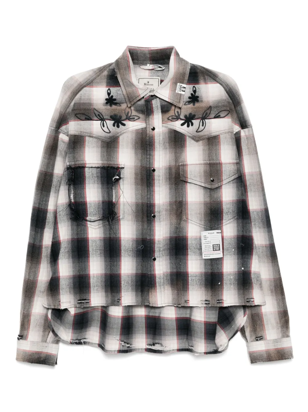 Maison MIHARA YASUHIRO Geruit blouse Grijs