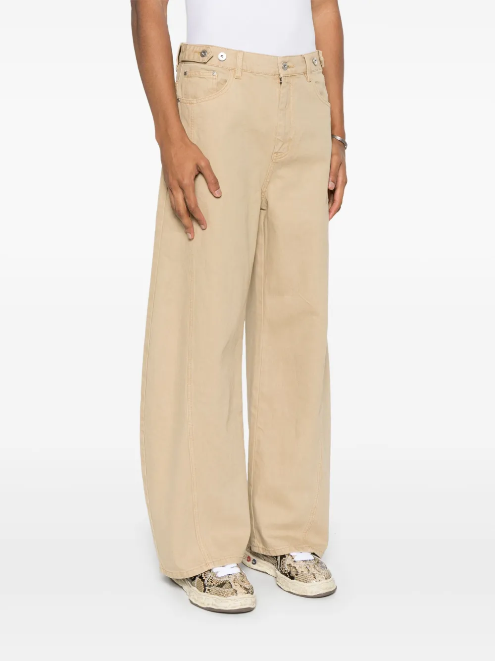 Feng Chen Wang Jeans met wijde pijpen Beige