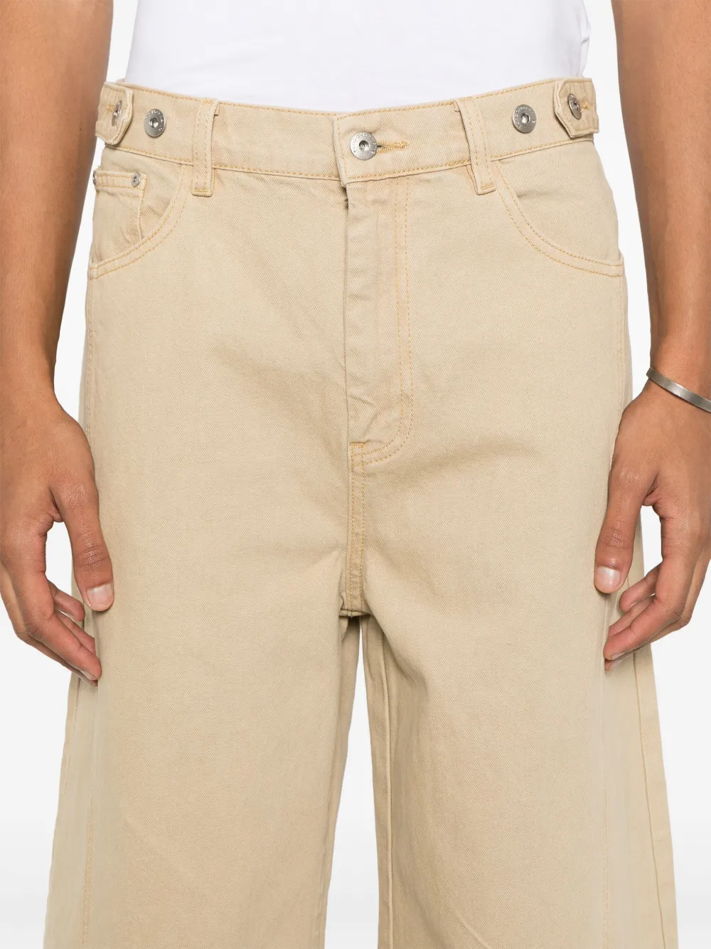 Feng Chen Wang Jeans met wijde pijpen Beige