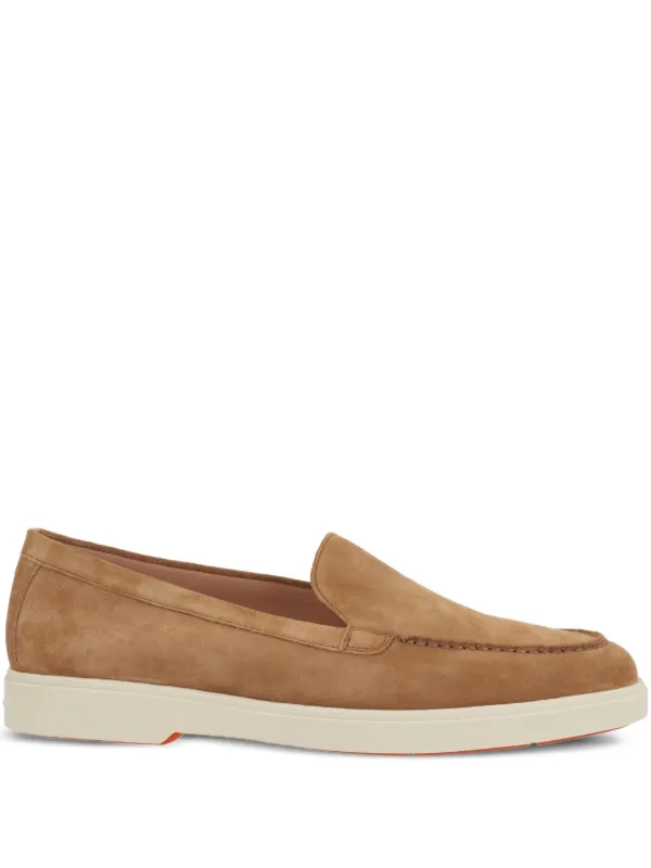 SANTONI BROWN / TAN Loafers UK 10.5 / US 11.5 Moccasin Slippers Rubber Sole $950 Santoni Loafer Brown Casual Shoes for Men for sale | eBay main image 4