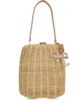 Self-Portrait rattan shoulder bag - Neutrals