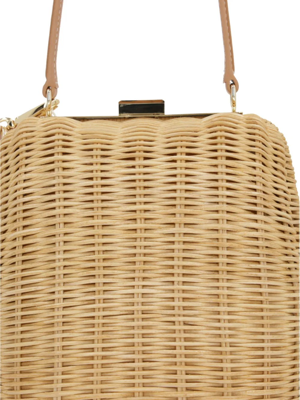 Shop Self-portrait Rattan Shoulder Bag In Neutrals