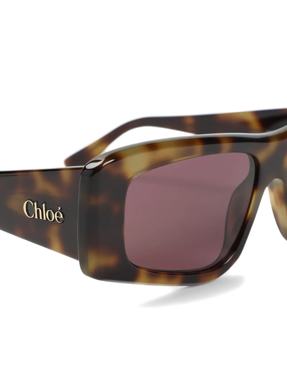 Chloé Eyewear Zonnebril met rechthoekig montuur Bruin