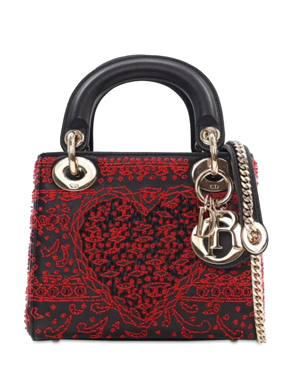 Christian Dior Pre-Owned 2018 ミニ スムースカーフ エンブロイダリー ハート プレイングカード レディ Christian Dior Pre-Owned 2018 ミニ スムースカーフ エンブロイダリー ハート プレイングカード レディ