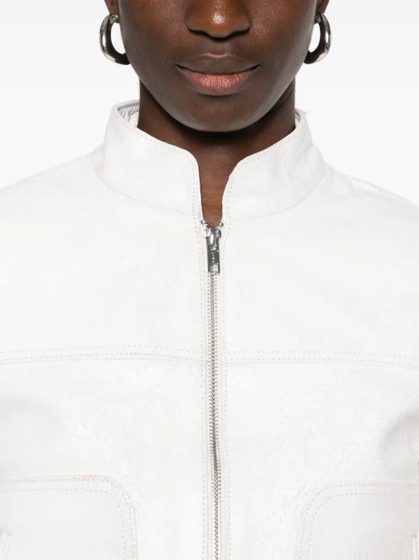 R13 cracked-effect Jacket | White | FARFETCH