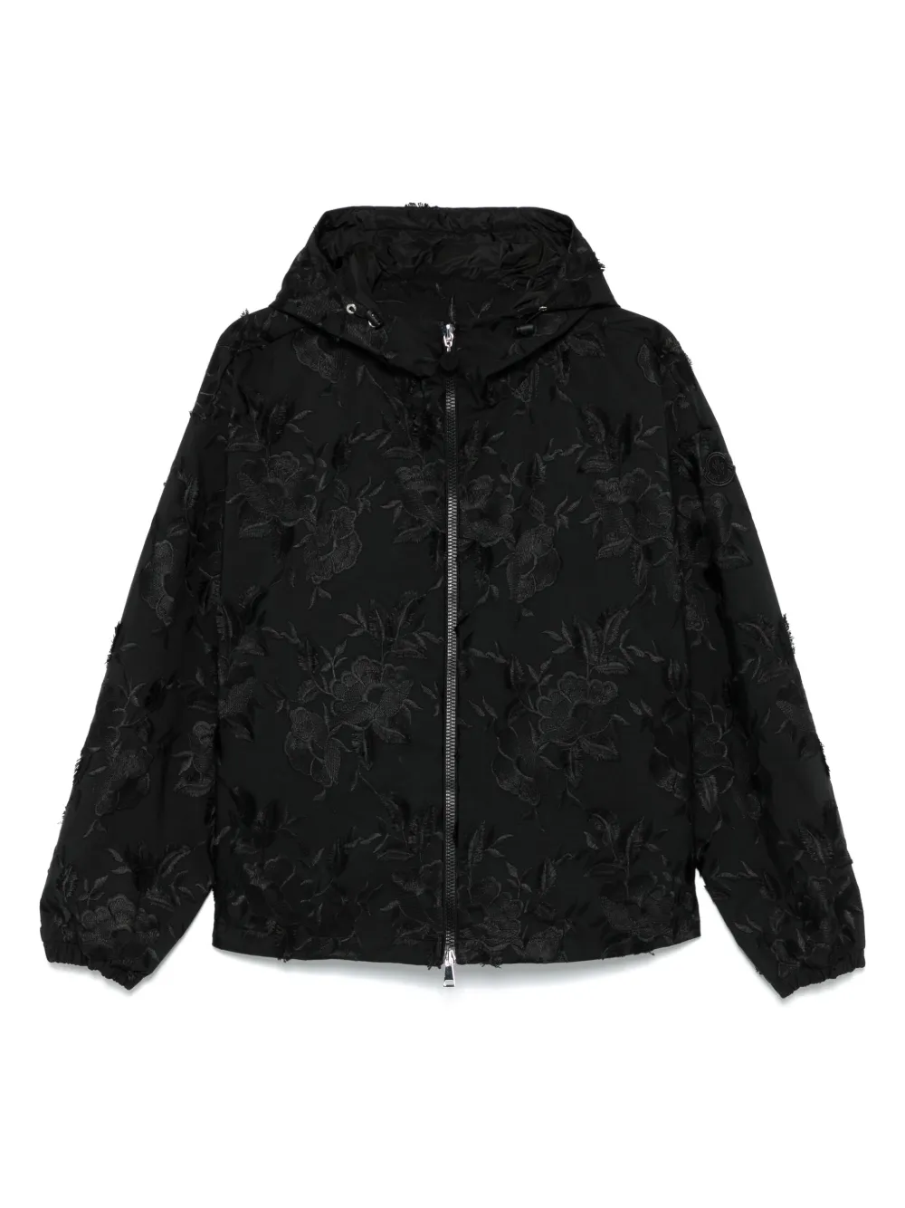 Moncler Jack met geborduurde bloemen Zwart