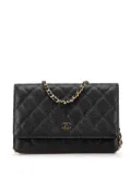 CHANEL Pre-Owned 2013-2014 CC Quilted Caviar Wallet on Chain crossbody bag - Black