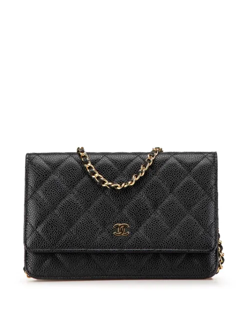 CHANEL Pre-Owned 2013-2014 CC Quilted Caviar Wallet on Chain crossbody bag