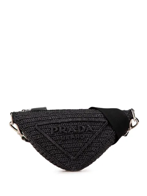 Prada Pre-Owned 2013-2024 Raffia Effect Crochet Triangle crossbody bag