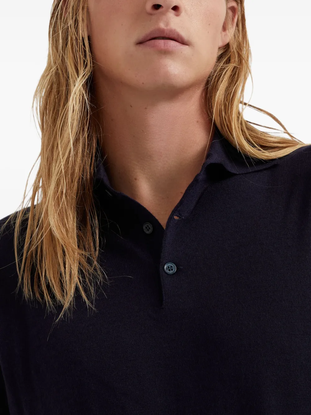 Brunello Cucinelli Poloshirt met lange mouwen Blauw