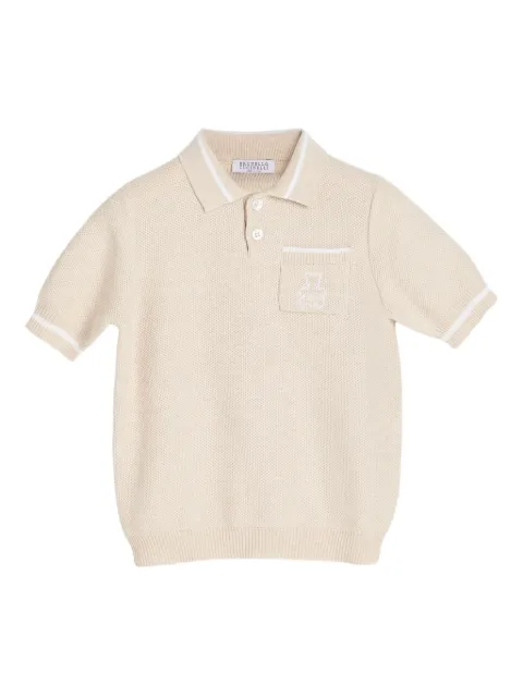 Brunello Cucinelli Kids قميص بولو 'بيرني' منسوج