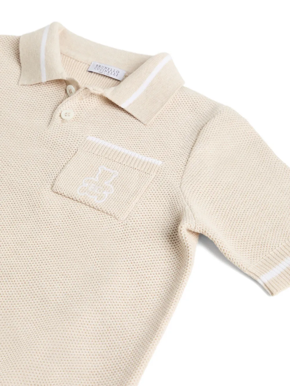 Brunello Cucinelli Kids Bernie knit polo shirt Beige